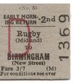 B.T.C. Edmondson Ticket - Rugby Midland to Birm...