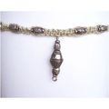 Necklace #001 unisex waxed string & metal bead ...