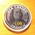 Benjamin Franklin $100. Poker Chip Golf Ball Ma...