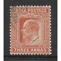 INDIA 1902 3a ORANGE BROWN SG 127 FINE USED#