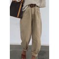 Khaki Solid High Waist Casual Pants