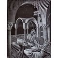 ESCHER print DREAM surrealism Vintage 60 Orig G...