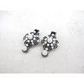 2 small dark silver metal pearl and crystal fil...