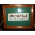 Framed & Matted 9 X 12 "Welcome" Cross Stitch S...