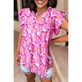 Rose Floral Ruffled Sleeve Babydoll Blouse