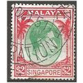 Singapore 1951 SG29 $2 Green & Scarlet Perf 17....