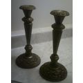 Ornate embossed pattern candle stick holders me...