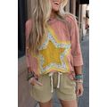 Rose Tan Floral Starbust Exposed Seam Mineral W...