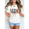 White usa Bow Letter Graphic Independence Day F...