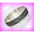 Tibetan Silver Hill Tribe Carved Relief Bracele...