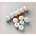 15 no Candy Stripe Multicolour Acrylic 8 mm Rou...
