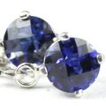 Created Blue Sapphire, 925 Sterling Silver Leve...