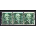 Used 1299 1c Thomas Jefferson Fine Strip of 3 K...
