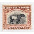 NORTH BORNEO 1909 MALAYAN TAPIR 1c BROWN SHADE ...