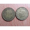 Turkey 1989 500 Lira Coin