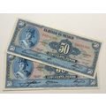 Mexico Vintage 50 Pesos 1963 Lot of 2 Ignacio A...