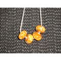 4 artisan orange & white flower hand made small...