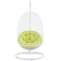 White 'Egg' Wire Swing Patio Chair Green Cushio...