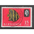BARBADOS 1965 QE2 15c ANGEL FISH USED CDS rub