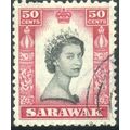 Sarawak 1955 - SG199 - 50c black/red - Queen El...