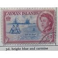 Cayman Islands QEII 1962 3d Bright Blue & Carmi...