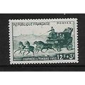 FRANCE 1952 STAMP DAY MAIL COACH 12F + 3F GREEN...