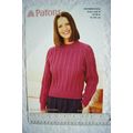 2000 Patons 02626 cabled sweater, DK, 30-40 inc...