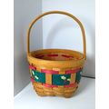 Round Christmas "Holly" Ribbon Basket - Lattice...