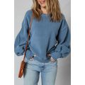 Sail Blue Fleece Drop Shoulder Exposed Seam Pat...