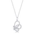 Whimsical Rhodium CZ Butterfly Pendant and Neck...
