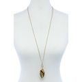 Fashion Oval Stone Pendant Long Necklace