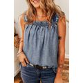 Ashleigh Blue Ruffled Shirred Neckline Sleevele...