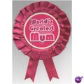Worlds Greatest Mum Pink satin rosette badge/ f...