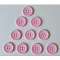 10 Baby Pink Four Hole Round Plastic Buttons Si...