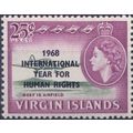 BVI 1968 Human Rights Year 25c Green & Purple U...
