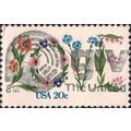 USA, Love Flowers, blue 1982, 20c