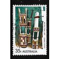 AUSTRALIA 1971 ABORIGINAL ART 35c GRAVE POSTS S...