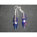 Ink blue fire polished crystal glass cone dangl...