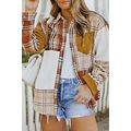 Gold Brick Plus Size Plaid Patchwork Button up ...