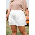 White Bow Decor Pockets Plus Size Shorts