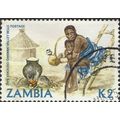 ZAMBIA, Pipe smoking Gwembe woman, brown 1981, K2