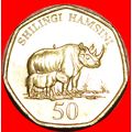 RHINOCEROS: TANZANIA ★ 50 SHILINGI 1996 MINT LU...