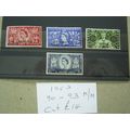 BAHRAIN 1953 CORONATION OVERPRINTS ON GB STAMPS...