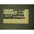 1961 Basin Street East Advertisement - the one and only Benny Goodman