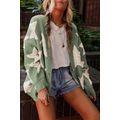 Green Sherpa Star Pattern Textured Sweater Card...