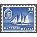 Singapore 1955 SG46 20c Ultramarine Fine Mounte...