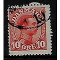 DENMARK 1913 KING CHRISTIAN X 10 ORE RED SG 138...