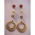 Exchangeable Stud Earrings Gold Hoop 1/2" SET 3...