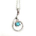 Pretty Silver Aquamarine Crystal CZ Pendant Nec...