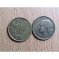 France Republic 1955 10 Francs Coin